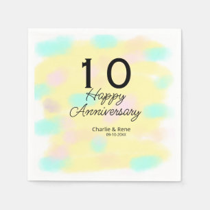 10 wedding anniversary yellow pastel name retro bo napkins