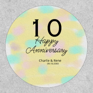 10 wedding anniversary yellow pastel name retro bo patch