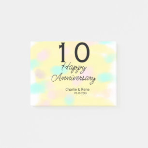 10 wedding anniversary yellow pastel name retro bo post-it notes