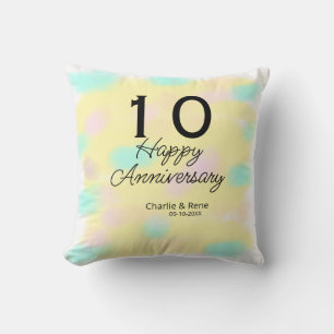 10 wedding anniversary yellow pastel name retro bo throw pillow
