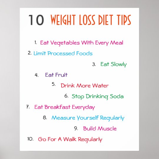 10 Weight Loss Diet Tips Poster | Zazzle.com