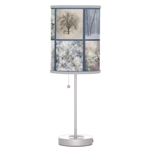 10 Winter Snow Scenes Train Deer Road Trees Table Lamp