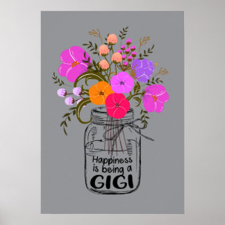 10 Women Mom Grandma Floral Gift Happiness Poster