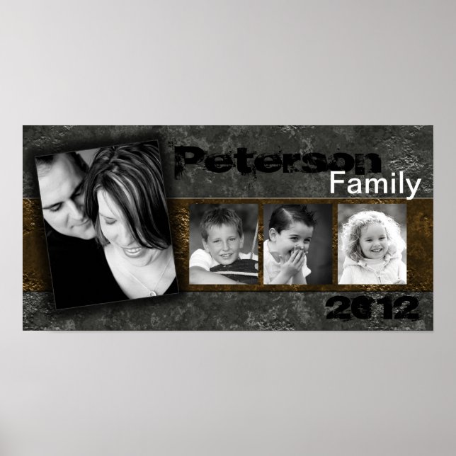 10"x20" 4 Slot Family Collage Montage Inked Poster (Front)