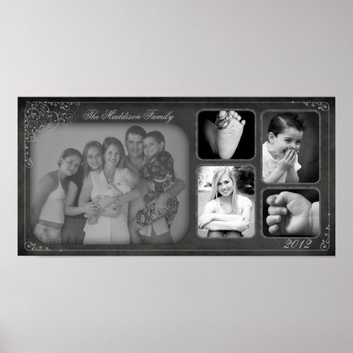 10x20 5 Slot Family Collage Montage Chalk Board Poster