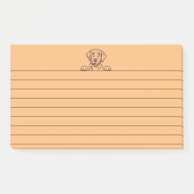 10”x6” Chocolate Lab Orange Lined Notes (Front)