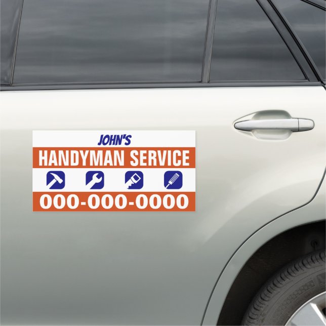 10" x 20" Bold Handyman Service Car Magnet (In Situ)