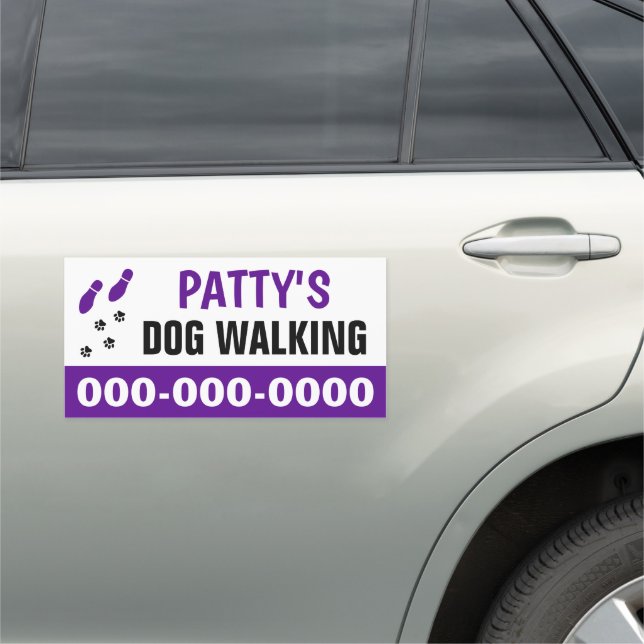10” x 20” Dog Walking Car Magnet (In Situ)