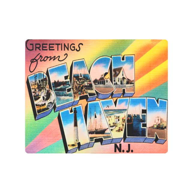 10 x 8 Greetings from Beach Haven NJ Metal Print (Front)