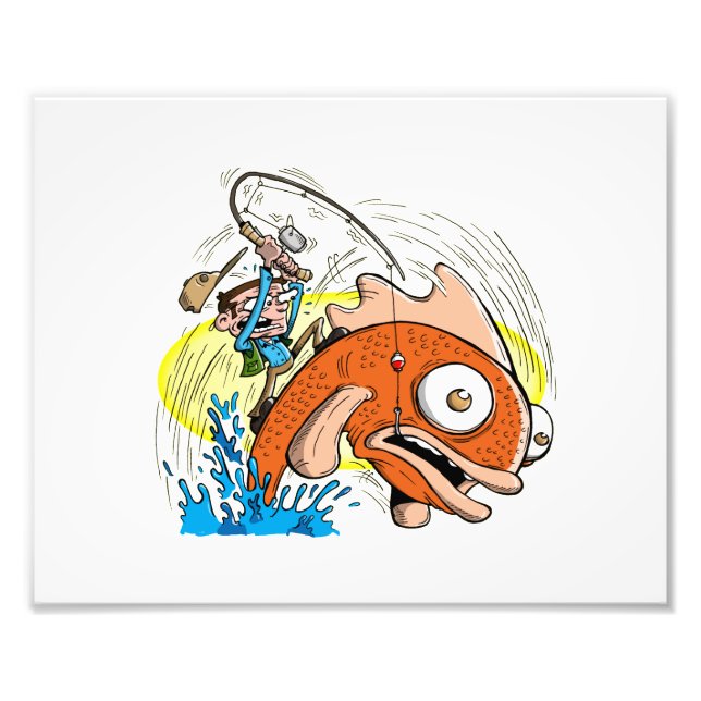 10 x 8 Print - Fishing Cartoon - Master Fisherman (Front)