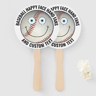 10 x Custom Baseball Party BLUE EYES Happy Face Hand Fan