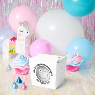 10 x Custom Golf Theme Party BLUE EYES Happy Face Favor Boxes