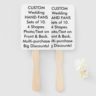 10 x Custom Personalised Wedding Hand Fan Favors