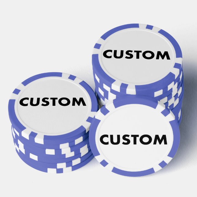 10 x Custom Personalized BLUE Casino, Poker Chips (Stack)