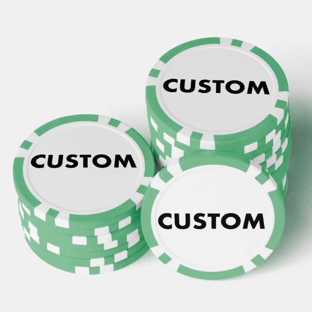 10 x Custom Personalized GREEN Casino, Poker Chips (Stack)