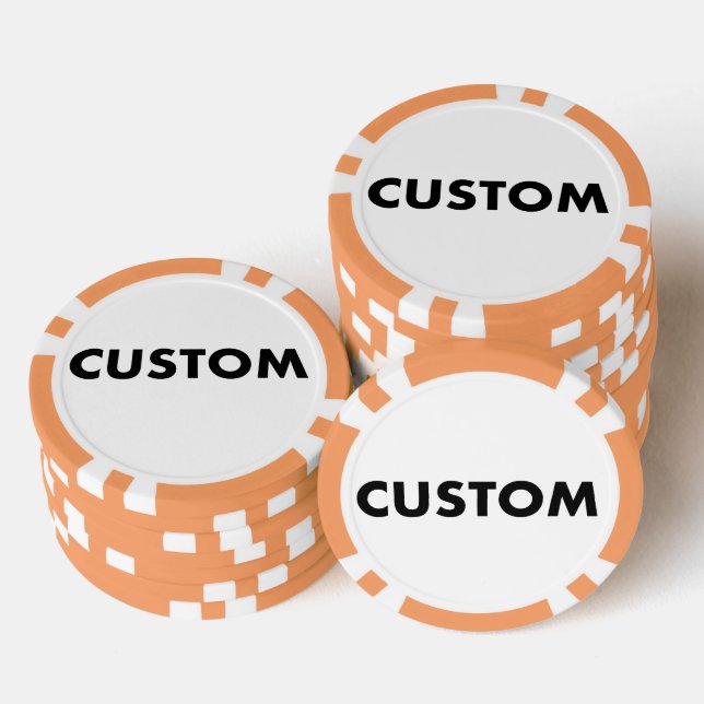 10 x Custom Personalized ORANGE Casino, Poker Chips (Stack)