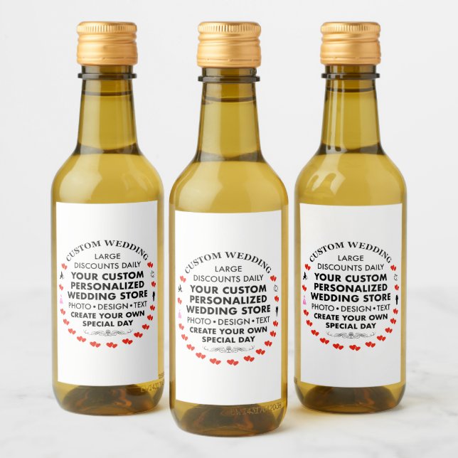 10 x Custom Wedding MINI WINE LABELS (Bottles)