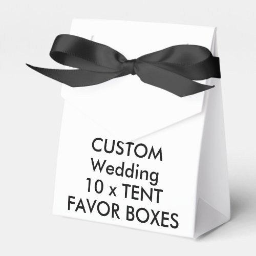 10 x Custom Wedding TENT FAVOR BOXES Black Ribbon