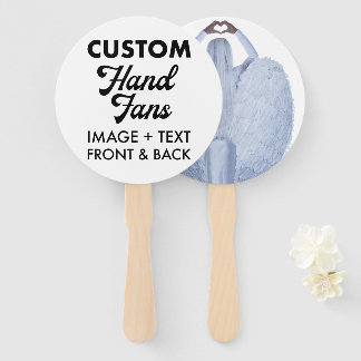 10 x White Round Custom Wedding Hand Fans