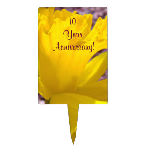 10 Year Anniversary! Cake Toppers Yellow Daffodils