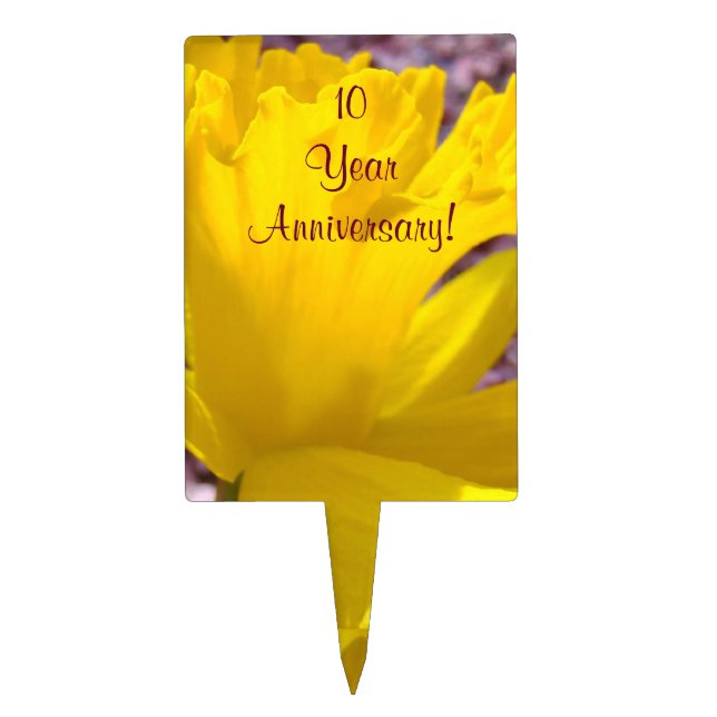 10 Year Anniversary! Cake Toppers Yellow Daffodils (Front)