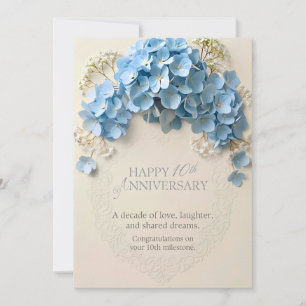 10 Year Anniversary Card, 10th Wedding Anniversary Invitation