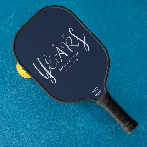 10 Year Anniversary Gift Silver Blue Pickleball Paddle
