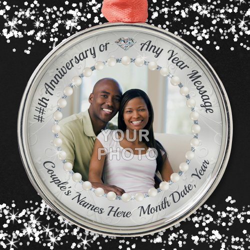 10 year Anniversary Ornament, PHOTO, Personalized Metal Ornament
