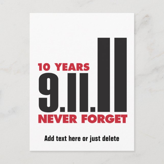 10 Year Anniversary September 11th Postcard (Front)