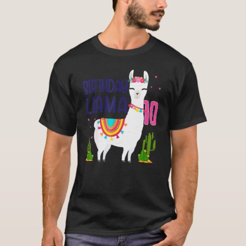 10 Year Birthday Llama Party Family 10 Year Old Fo T-Shirt