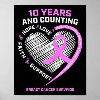 10 Year Breast Cancer Survivor Gifts For Women Can Poster