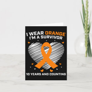 10 Year Cancer Free Leukemia Survivor Gifts Orange Card