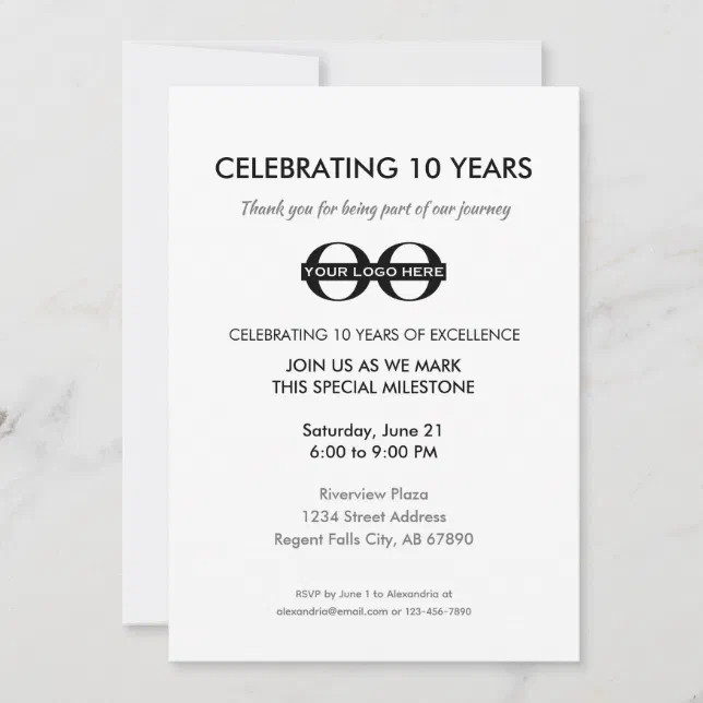 10 Year Company Anniversary Celebration Invitation | Zazzle