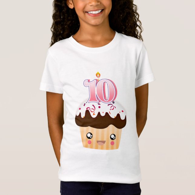 10 Year Cupcake T - Pink T-Shirt (Front)