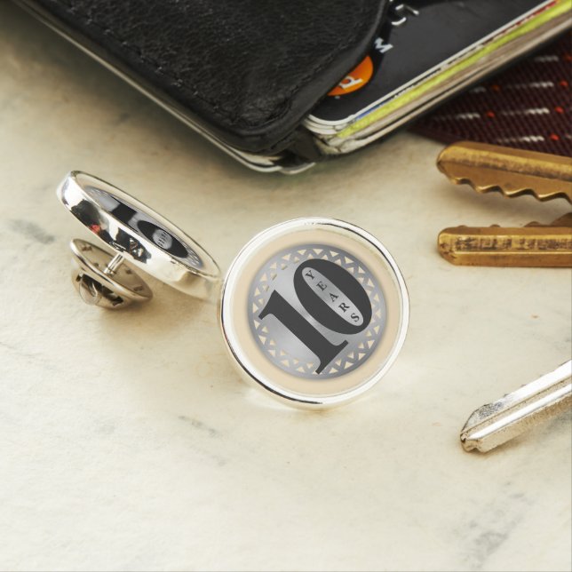 10 year employee milestone anniversary spec lapel pin (In Situ)