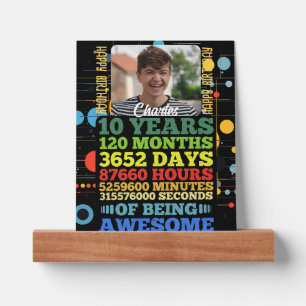 10 Year Old 10th Birthday 120 Months Personalized Picture Ledge