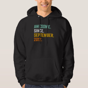 10 Year Old 10th Birthday Awesome Since September Hoodie