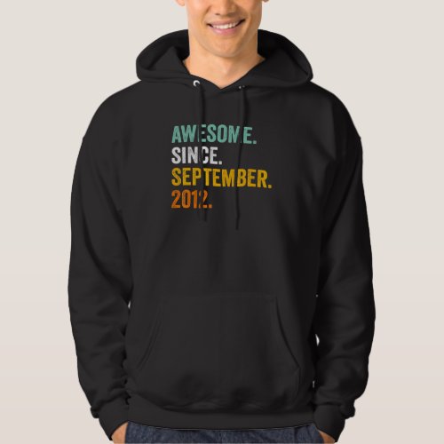 10 Year Old  10th Birthday Awesome Since September Hoodie