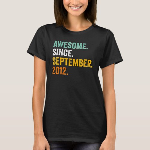 10 Year Old  10th Birthday Awesome Since September T_Shirt