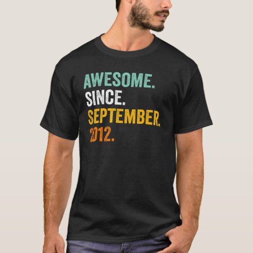 10 Year Old  10th Birthday Awesome Since September T_Shirt