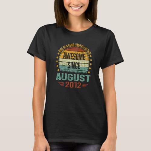 10 Year Old  Awesome Since August 2012 10th Birthd T_Shirt