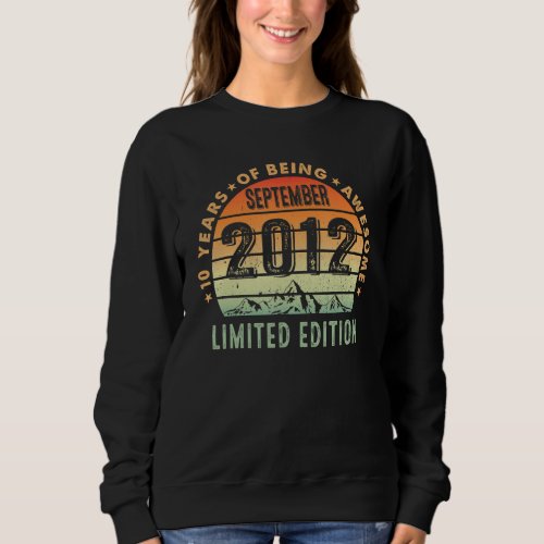 10 Year Old Awesome Since September 2012  10th Bda Sweatshirt