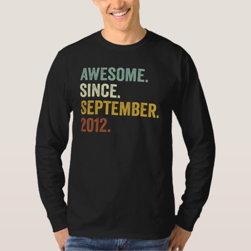 10 Year Old  Awesome Since September 2012 10th Bda T_Shirt