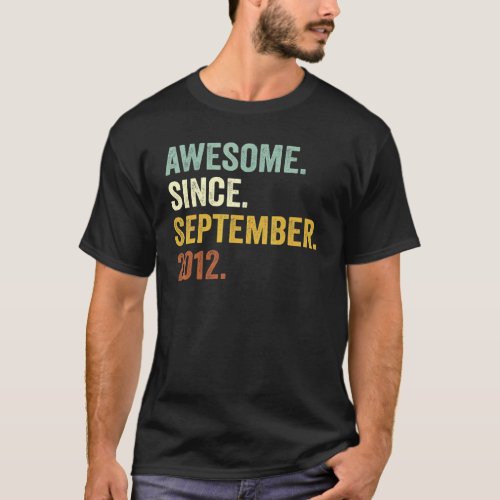 10 Year Old  Awesome Since September 2012 10th Bda T_Shirt