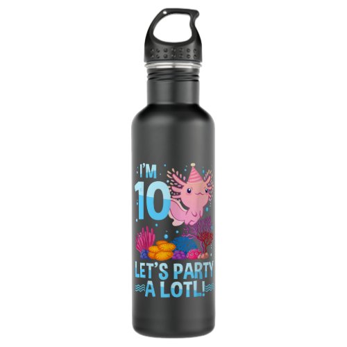 10 Year Old Axolotl Lover 10Th Birthday Gift Boys  Stainless Steel Water Bottle