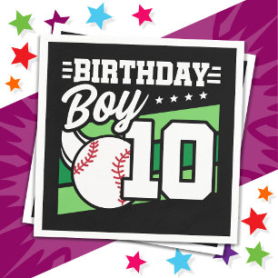 10 Year Old Baseball Party Theme 10th Birthday Boy Napkins