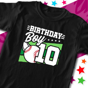 10 Year Old Baseball Party Theme 10th Birthday Boy T-Shirt