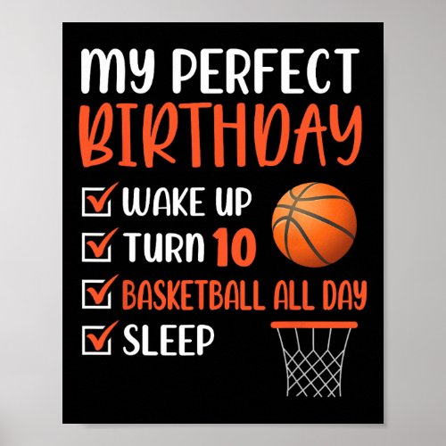 10 Year Old Basketball Birthday Party 10th Boy Bda Poster