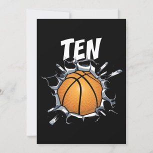 10 Year Old Basketball Birthday Party 10th Boy Invitation