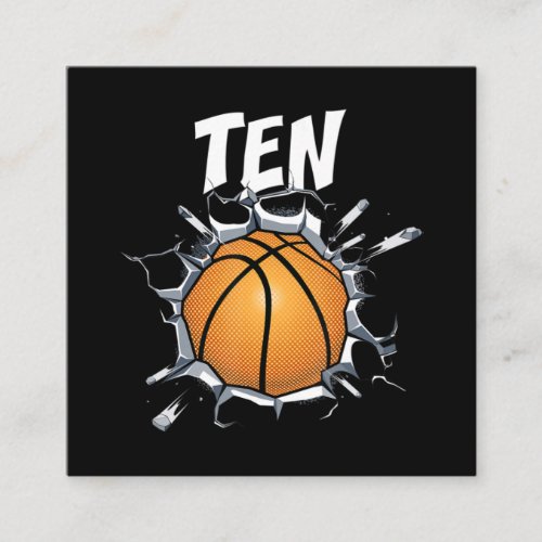10 Year Old Basketball Birthday Party 10th Boy Square Business Card